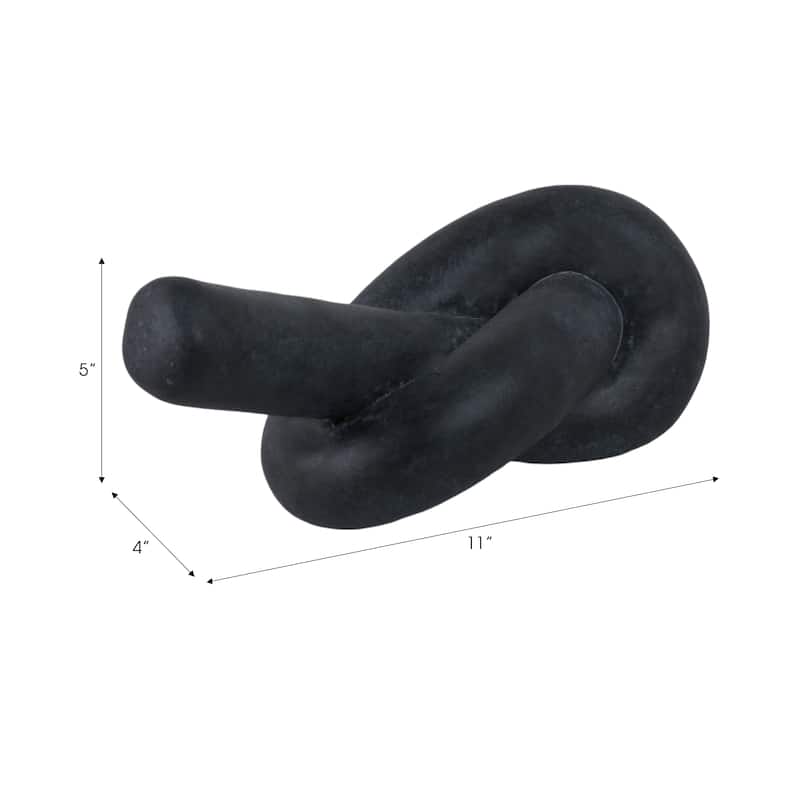 Pottery Cement Decorative Object Knot Home Office Display - 5" Black - 11" x 4.75" x 4.75"