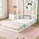 preview thumbnail 15 of 31, Twin Size Pine Wood Roof-framed Headboard Floor Bed with Headboard Guardrails, without Slats