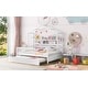 preview thumbnail 25 of 33, Wooden Full House Bed with Twin Trundle and Storage Shelves, Sturdy Pine Frame