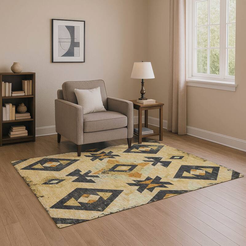 Premium Washable Super Soft Global Impressions Mayfield Rug - Gold - 10' x 14'