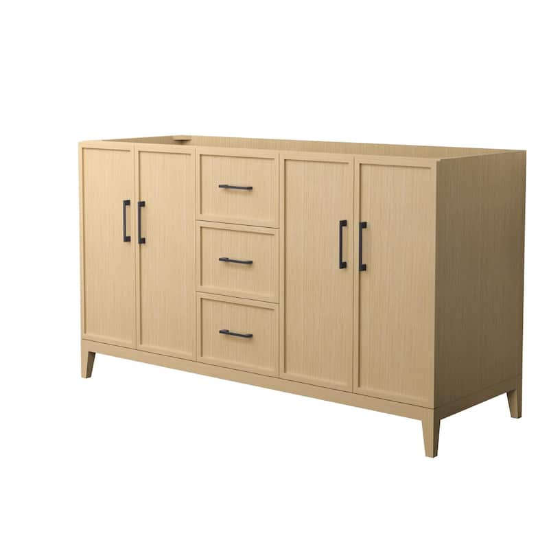 Elan 60-inch Double Vanity Cabinet - White Oak, Black Trim, No Top