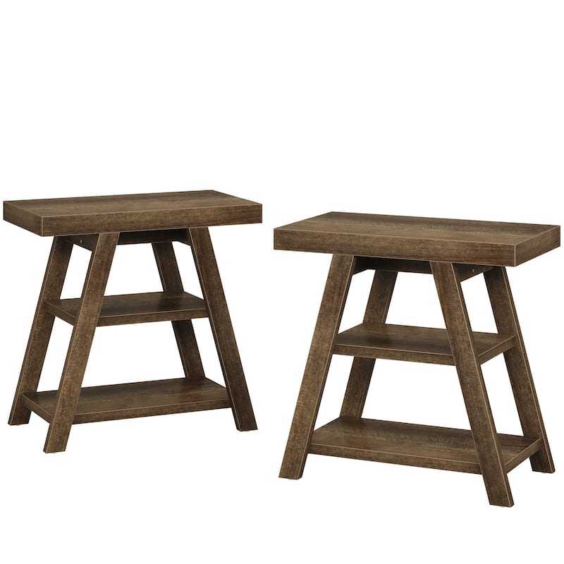 Side Table with Storage, Nightstand, Wooden End Table, Sofa/Bedside Table for Living Room, Bedroom