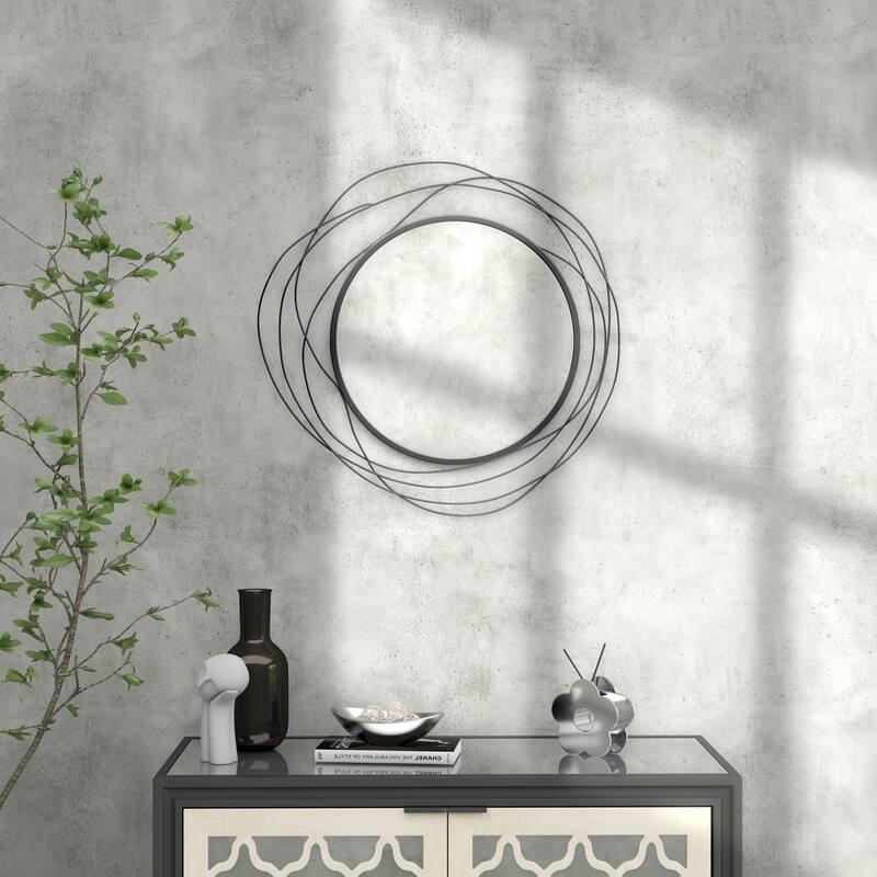 HOMCOM Decorative Wall Mirror, 25.6" Circle Mirror Decor, Modern Metal Wall Art for Living Room, Bedroom and Dining Room