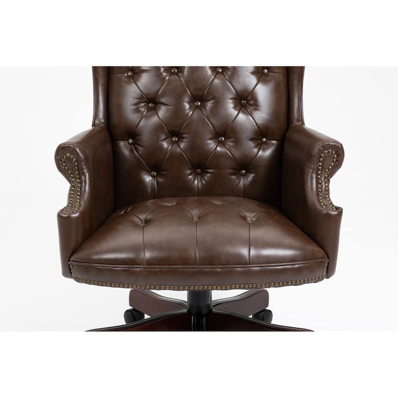 Executive Office Chair - High Back, Reclining, Ergonomic with Thick Padding, PU Leather, Smooth Glide Casters