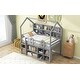 preview thumbnail 4 of 6, Grey Twin Size House Loft Bed with Multiple Storage Shelves