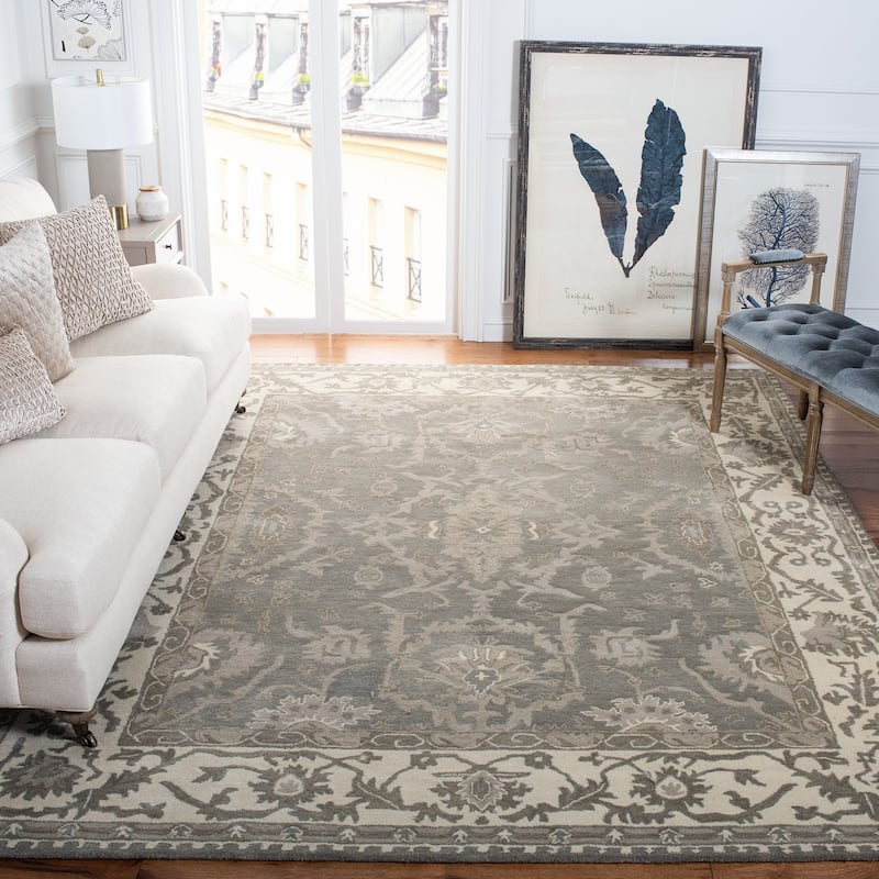 SAFAVIEH Handmade Royalty Jazlyn Traditional Oriental Wool Rug - 4' x 6' - Grey/Cream