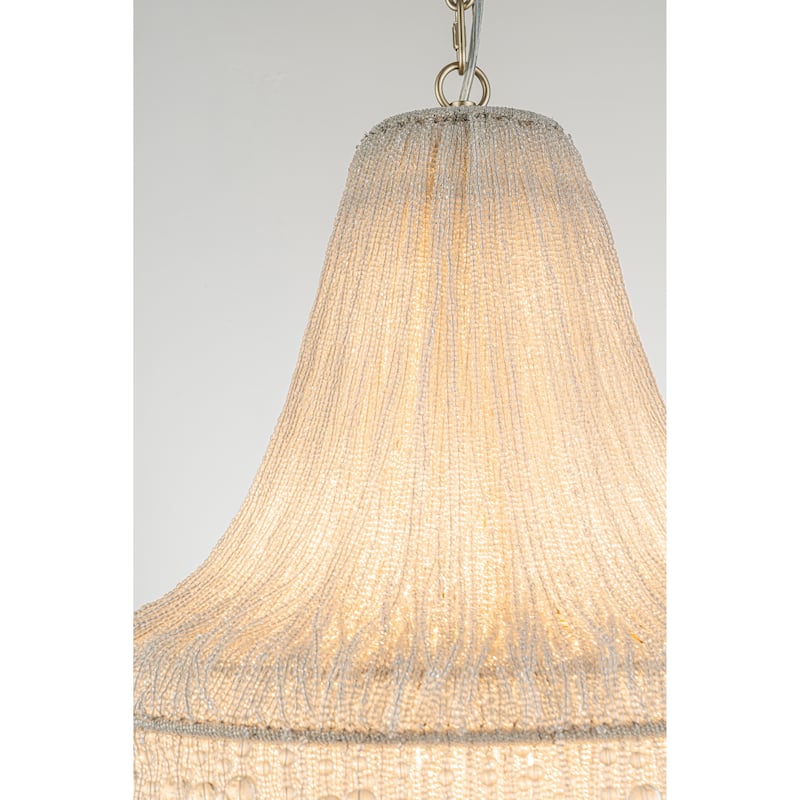 Vintage Meets Modern Luxury 5-Light Handcrafted Elegance Chandelier with Clear Crystal Beads in Antique Silver