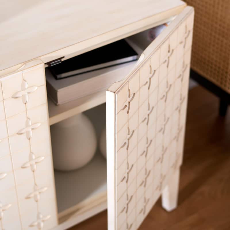 SAFAVIEH Azzie Antique White 2 Door 1-Shelf Chest