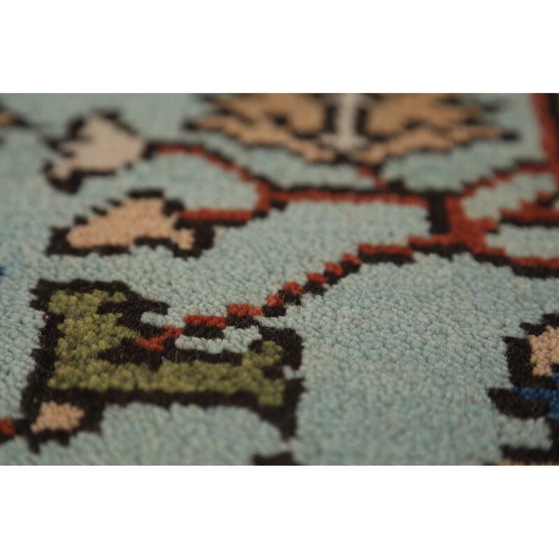 Light Blue Oushak Indian Foyer Rug Handmade Wool Carpet - 2'11"x 5'1"