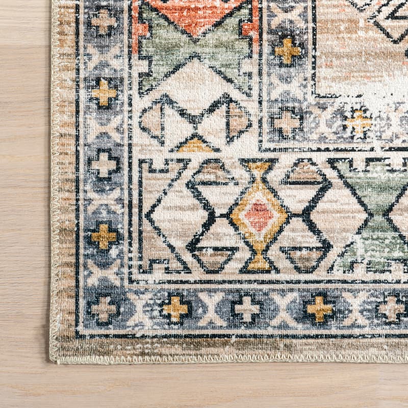 Nuloom Mae SpinClean Tribal Motif Machine Washable Area Rug