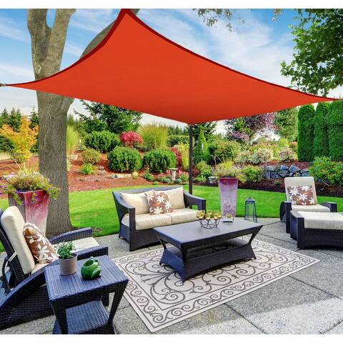 Boen Rectangle Sun Shade Sail Canopy Awning UV Block for Outdoor Patio Garden and Backyard - Red - 8'x12'