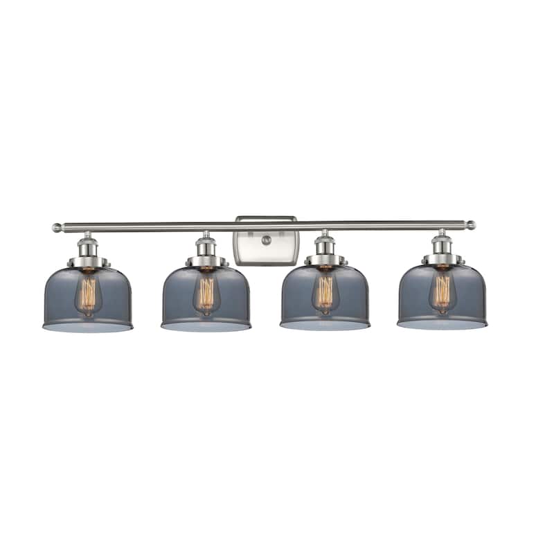 Innovations Lighting 916-4W-11-38 Bell Vanity Bell 4 Light 38" Wide - Brushed Satin Nickel / Plated Smoke