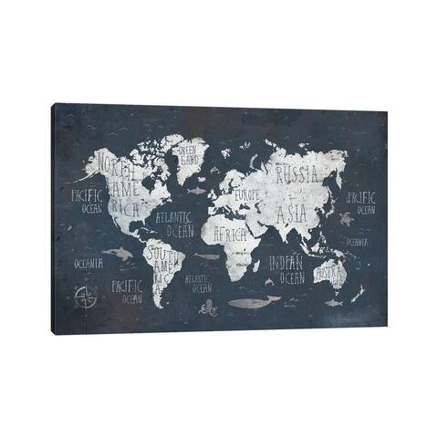 iCanvas "World Map" by Mike Koubou Canvas Print