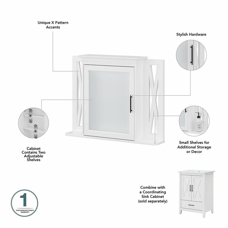 Key West Bathroom Medicine Cabinet with Mirror by Bush Furniture