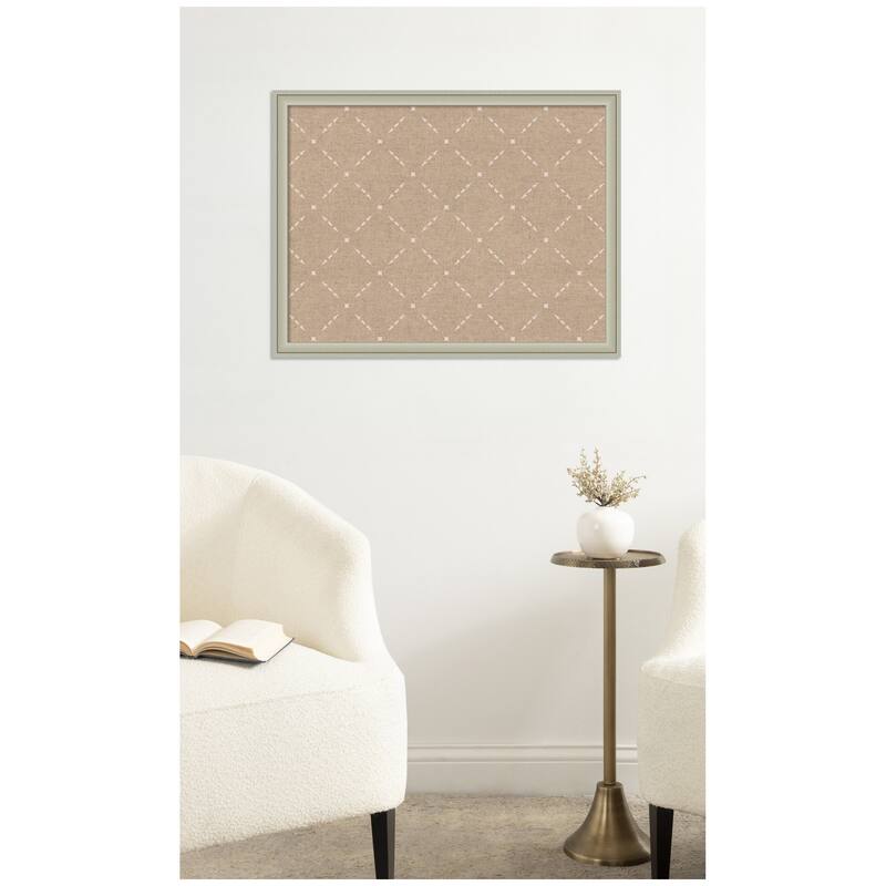 Kate and Laurel Pinboard Beige Lattice Pattern