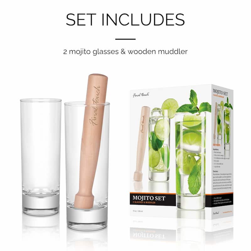 Final Touch Mojito Glass and Muddler Set
