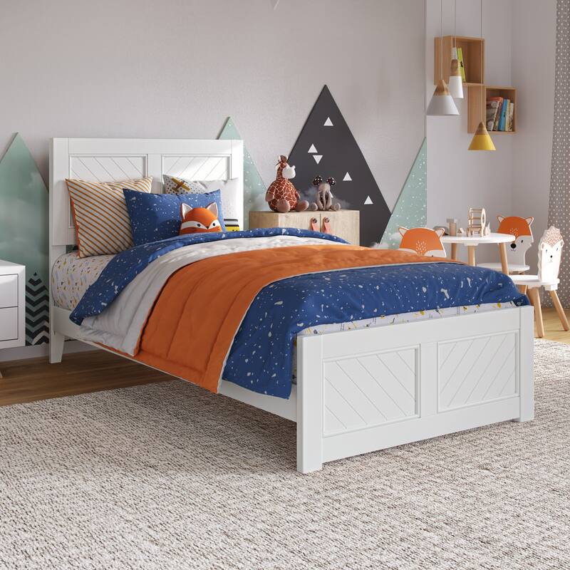Berkshire Queen Low Profile Platform Bed with Matching Footboard - White - Twin