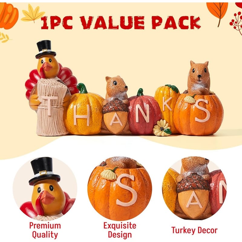 Joyfy Thanksgiving Pumpkin Turkey Figurine Tabletop