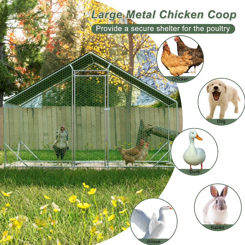 GDFStudio - Anderson Galvanized Walk in Chicken Coop Heavy Duty Wire