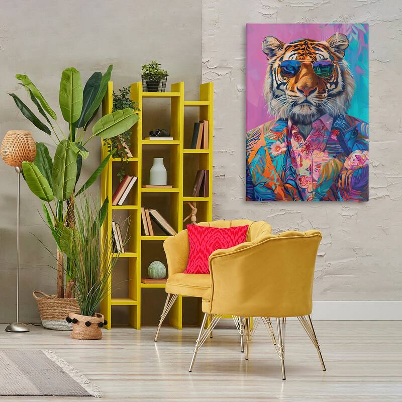 Stupell Bright Tropical Fashion Tiger Canvas Wall Art Design By LSR Design Studio