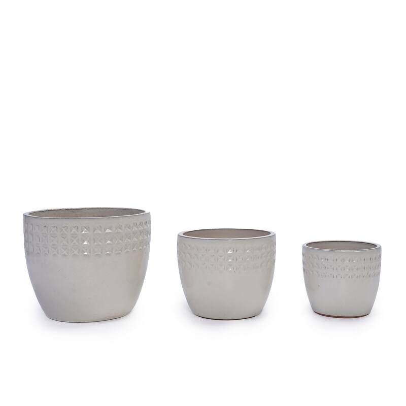 Anmytek Ceramic Flower Pot Set of 3 for Indoor Outdoor Use