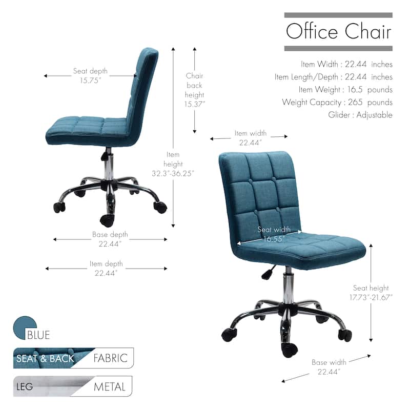 Porthos Home Alice Tufted Fabric Office Chair with Metal Base
