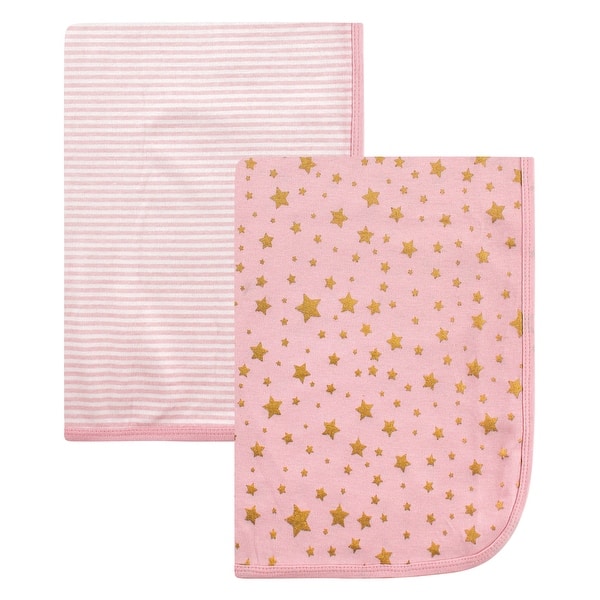 slide 1 of 1, Hudson Baby Infant Girl Cotton Swaddle Blankets, Gold Star, One Size - Gold Star - One Size One Size - Gold Star