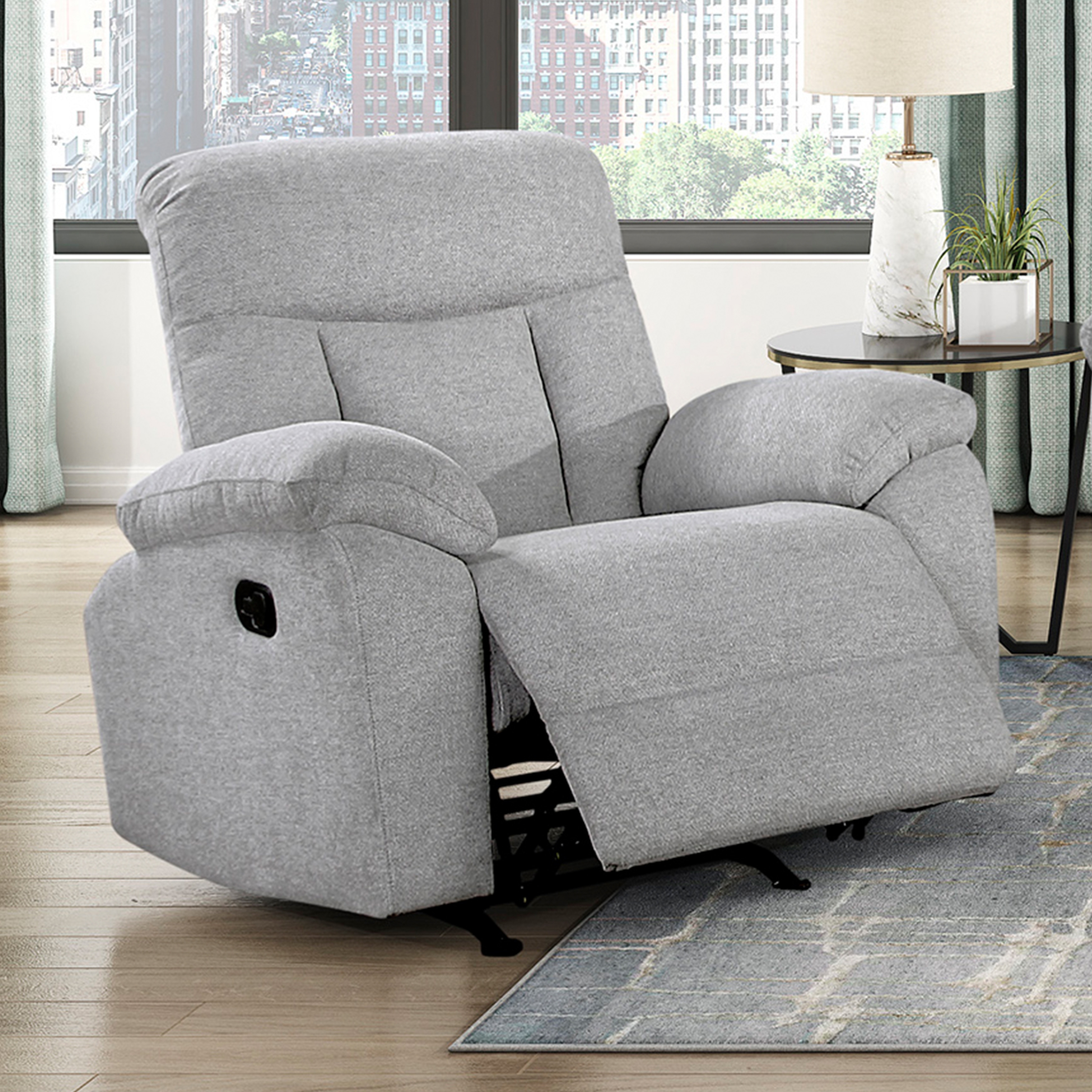 Fremont & Park Alpina 38" Chenille Manual Rocker Recliner - Gentle Rocking Motion