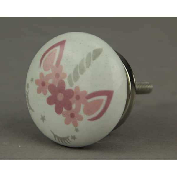 Shop White And Pink Ceramic Sleeping Unicorn Face Cabinet Or