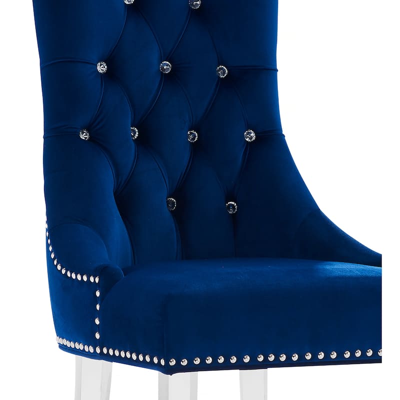Armen Living Gobi Tufted Dining Chair in Velvet with Acrylic Legs