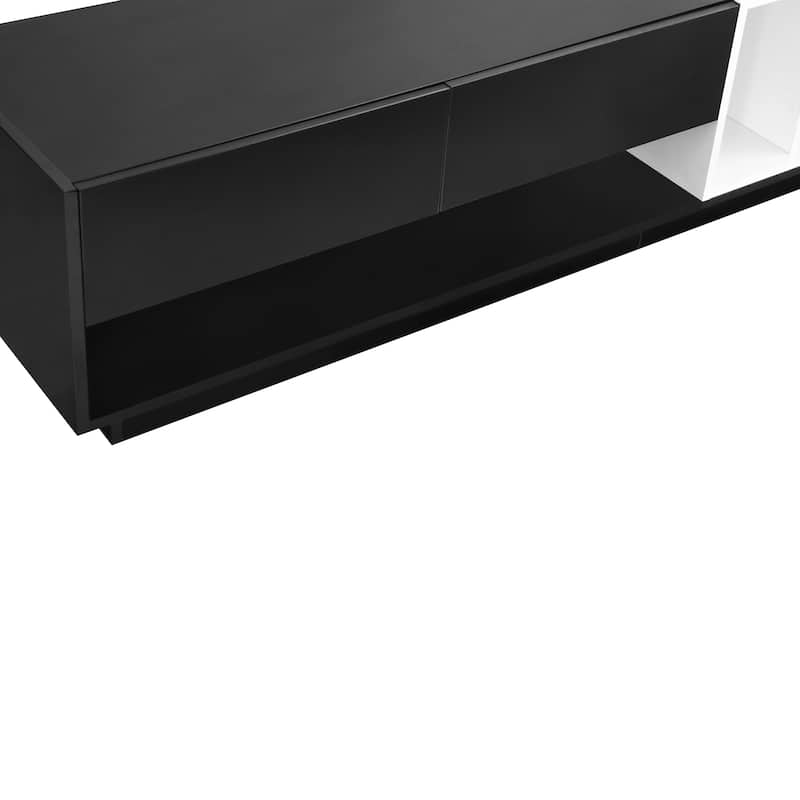 Black 74.8" TV Stand with Perfect Storage Solution and Versatile Compartment for TVs Up to 80"