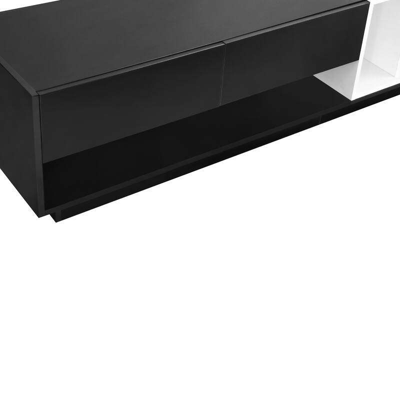 Two-Tone TV Stand with Storage, for TVs Up to 80", Black - 74.8" W × 15.7" D × 16.5" H