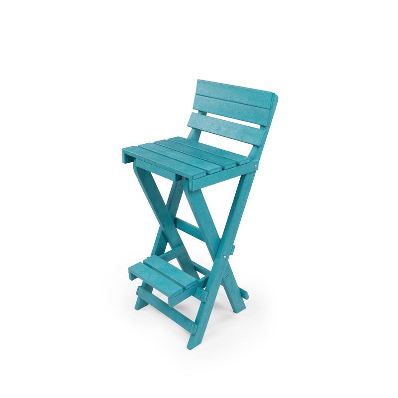 Key West Fully Assembled All-Weather Recycled HDPE Outdoor Folding Bar Stool