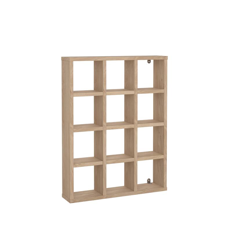 Porch & Den Hyper 12 Cubby Wall Unit, Jackson Hickory