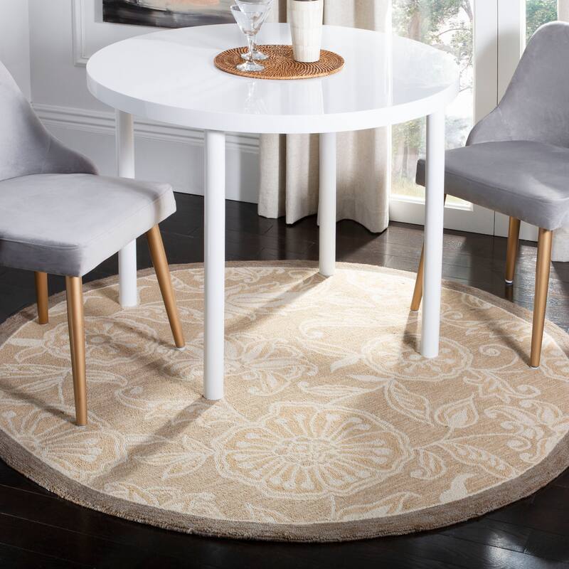 SAFAVIEH Handmade Chelsea Vermont French Country Wool Rug - 8' Round - Light Brown