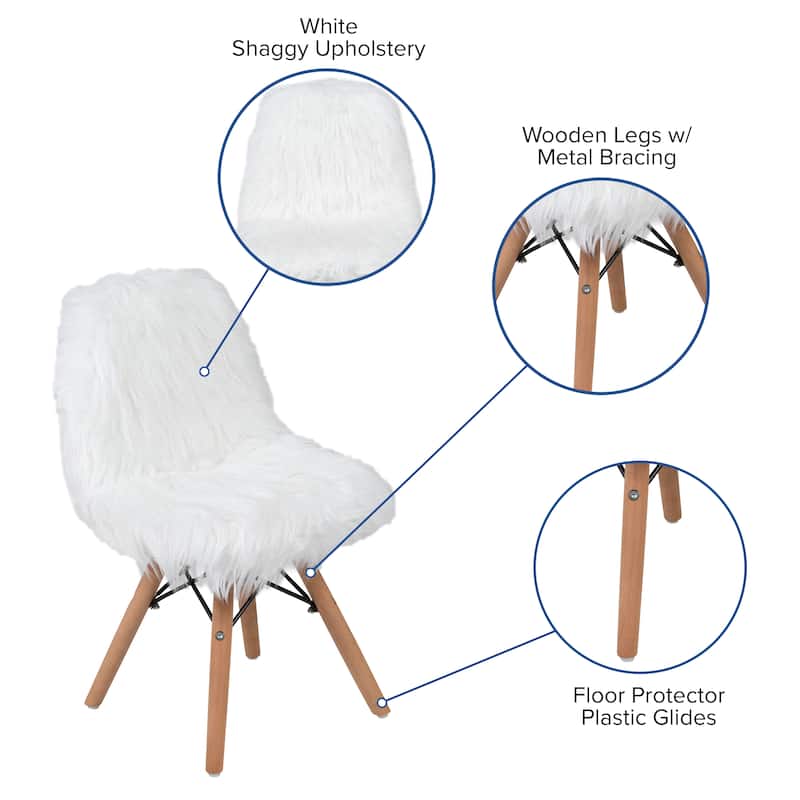 Kids Shaggy Dog Accent Chair - Desk Chair - Playroom Chair - 14"W x 14"D x 23.5"H