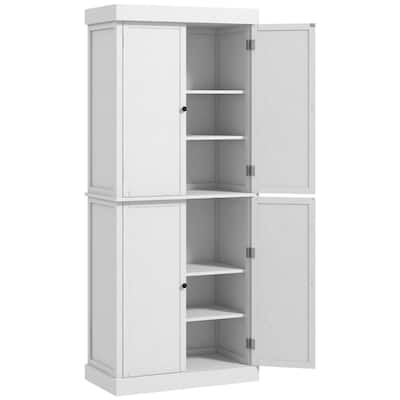 6 Tier Storage Cabinet with Adjustable Shelves Shaker Style Doors Anti Tipping Durable MDF for Kitchen and Home