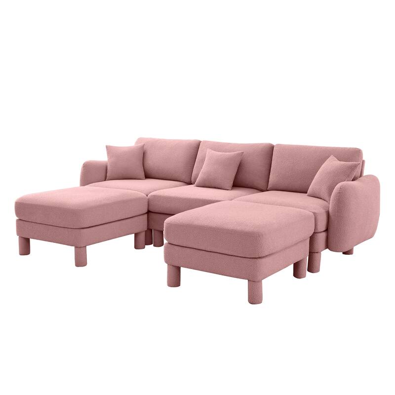 109.4" 3-Seater Modern Upholstered Sofa Couch, Deep-Seat Sectional Sofa with Shell-Shaped Armrests, Leisure Sofa for Living Room