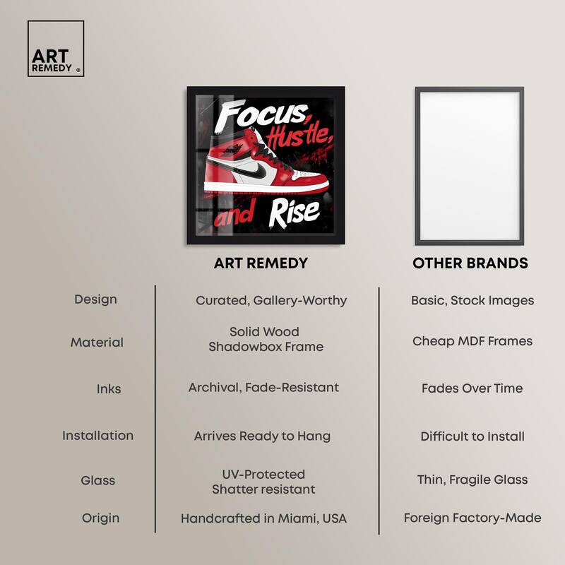 Hustle and Rise Sneaker Red Shadowbox by Art Remedy