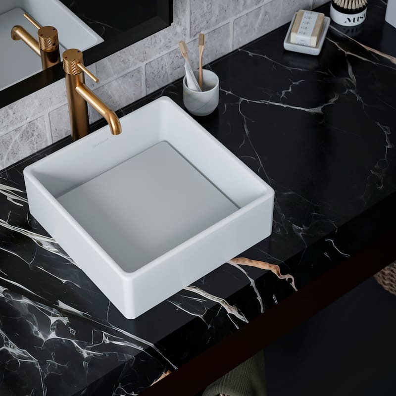 Karran USA QM175 Quattro 14-1/2" Square Acrylic Vessel Bathroom Sink