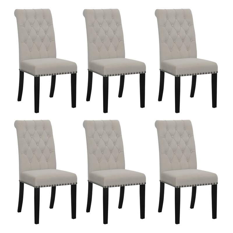Nantucket Upholstered Tufted Back Dining Chairs (Set of 6) - Sand