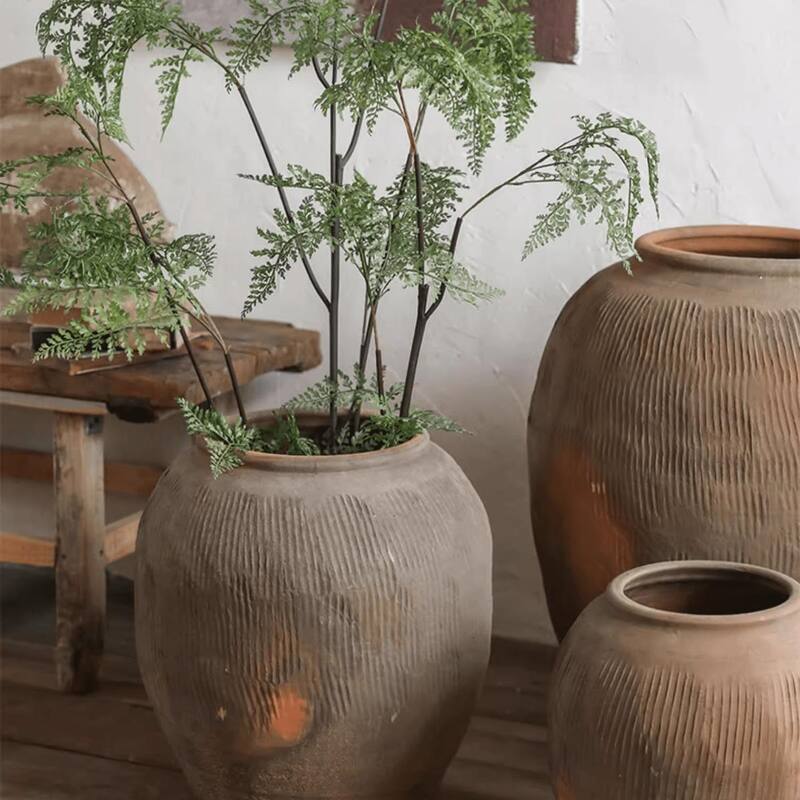 RusticReach Round Earthenware Brown Pot