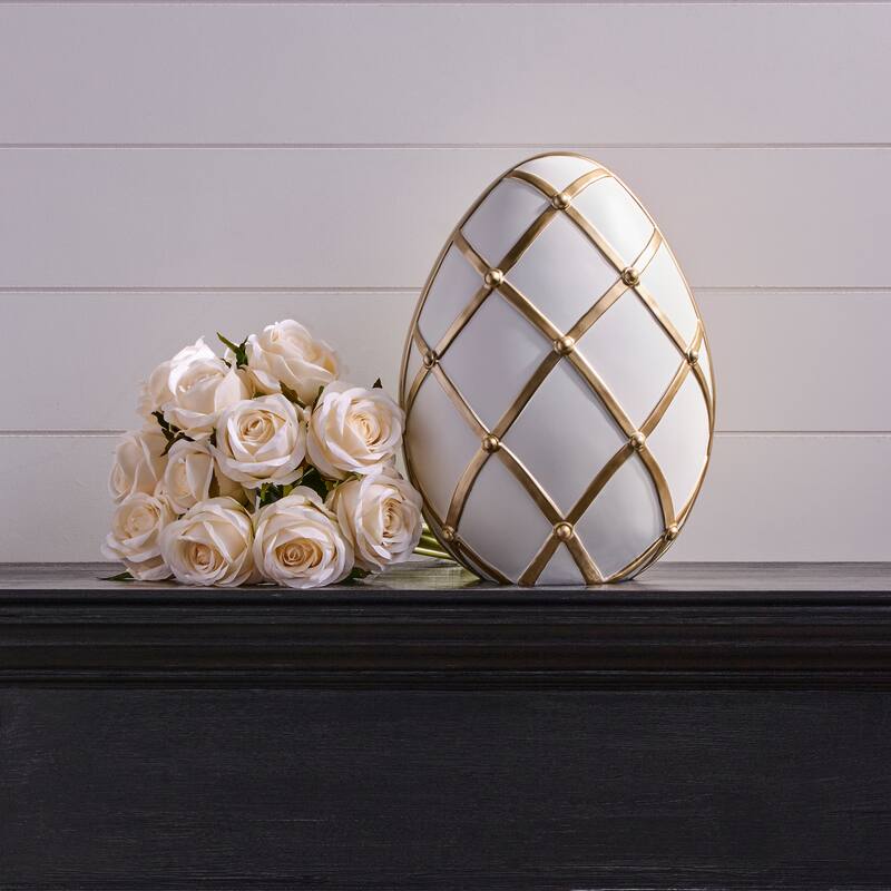 12.75" Resin Lattice White Chocolate Egg