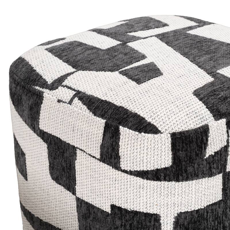 Divani Casa Loftis Modern Black & White Fabric Ottoman