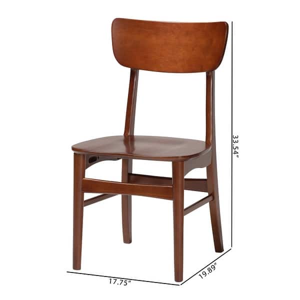 Baxton Studio Netherlands Mid-century Modern Scandinavian Style Dark Walnut Bent Wood Dining Side Chair - Set of 2