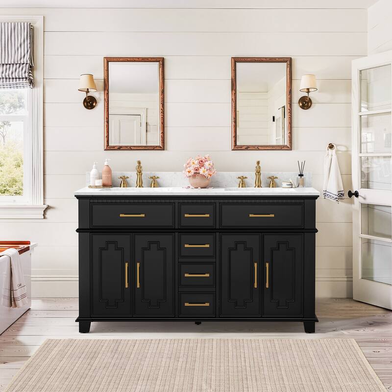 36 Inch Bathroom Vanity with Sink, Soft-Close Sliding Drawers & Cabinet, Bathroom Vanity Cabinet Set in White