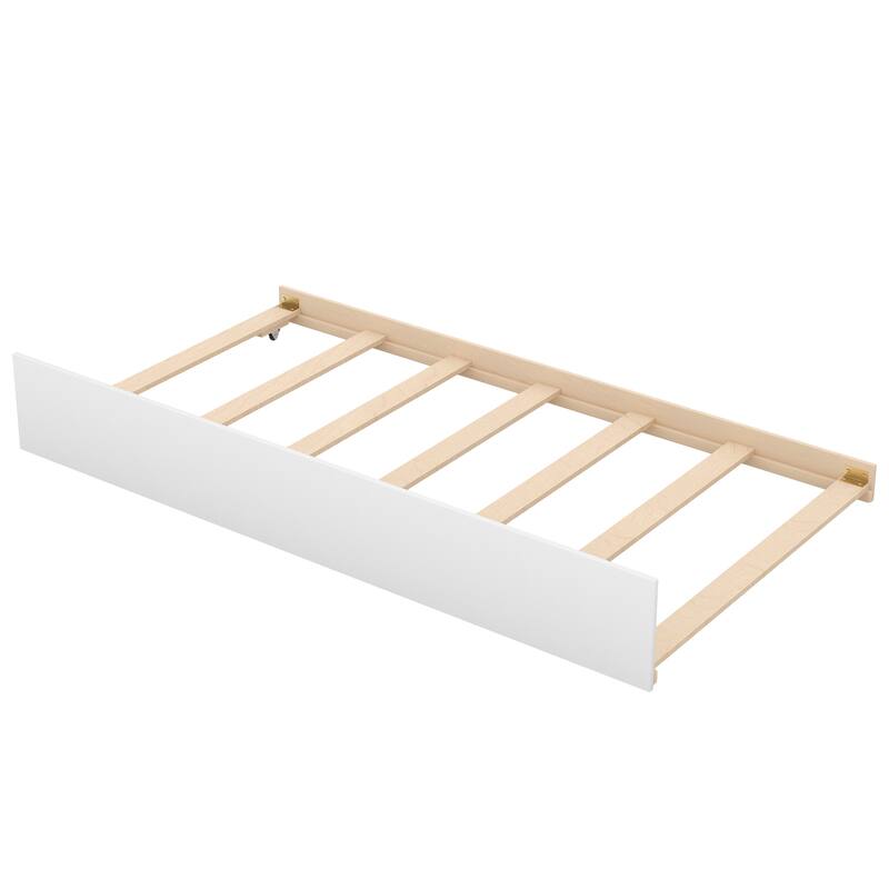 Space-Saving Twin Bunk Bed with Trundle and Side Storage, Split into 3 Separate Beds