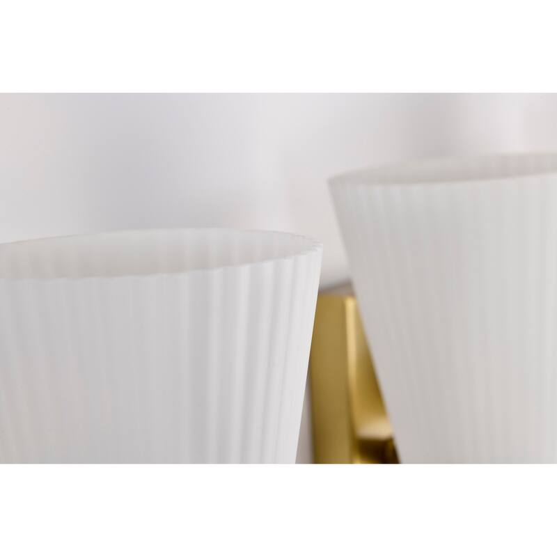 Royale 4 Light Vanity Burnished Brass Finish Ribbed White Glass - Burnished Brass