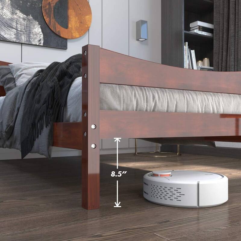 Twin Wood Bed Frame, Rustic Platform Bed w/Headboard & Footboard, No Box Spring Needed, Panel Bed Mattress Foundation