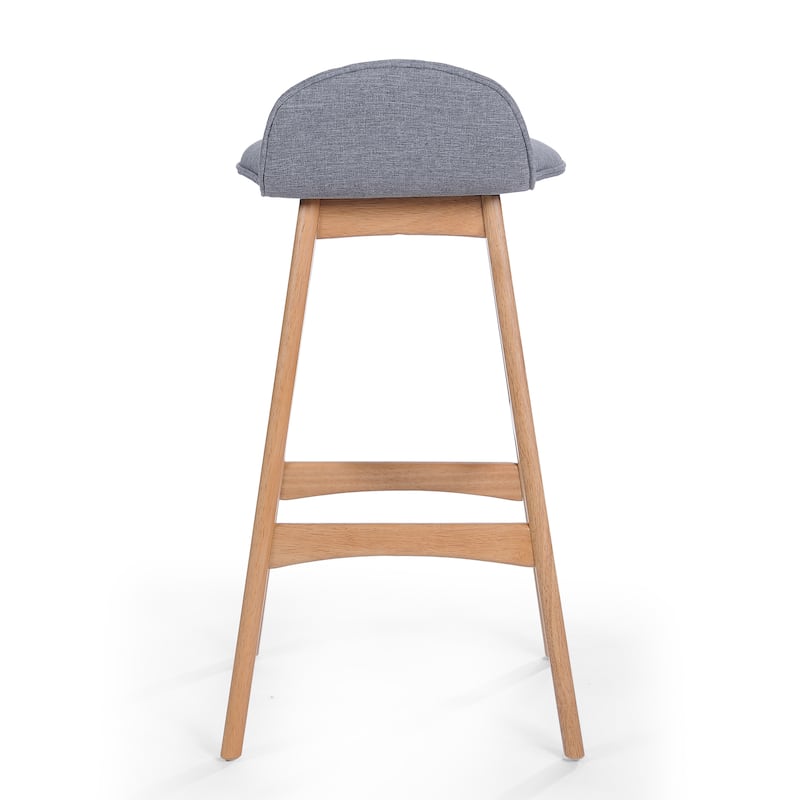 Roomfitters Mid-Century Modern Upholstered Low Back Barstools, 28.5-Inch Counter Height, Set of 2